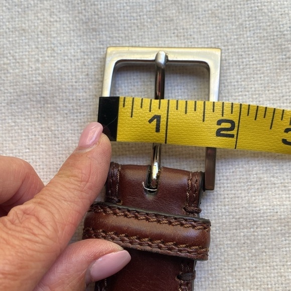 BROWN GENUINE LEATHER BELT CASUAL DRESS MEN'S ADJUSTABLE 39’ CLASSIC MINIMALIST - Picture 6 of 8
